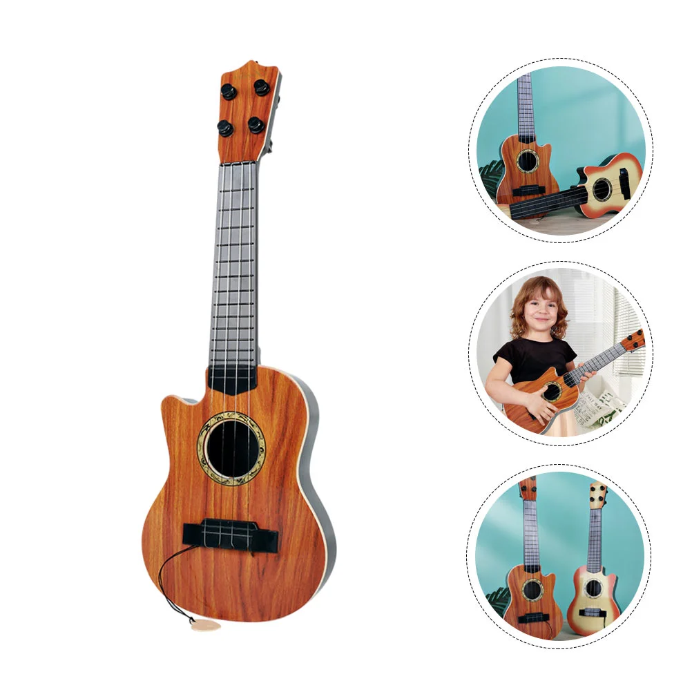Simulation Guitar Mini Toys Kid Plaything Brown Plastic Beginner Musical Instrument