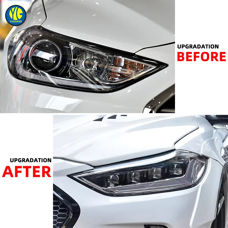 ل Hyun dai Elantra AD CN7 2016 2017 2021 اكسسوارات السيارات LED رئيس ضوء المصابيح الأمامية ترقية شيطان عيون كشافات DRL