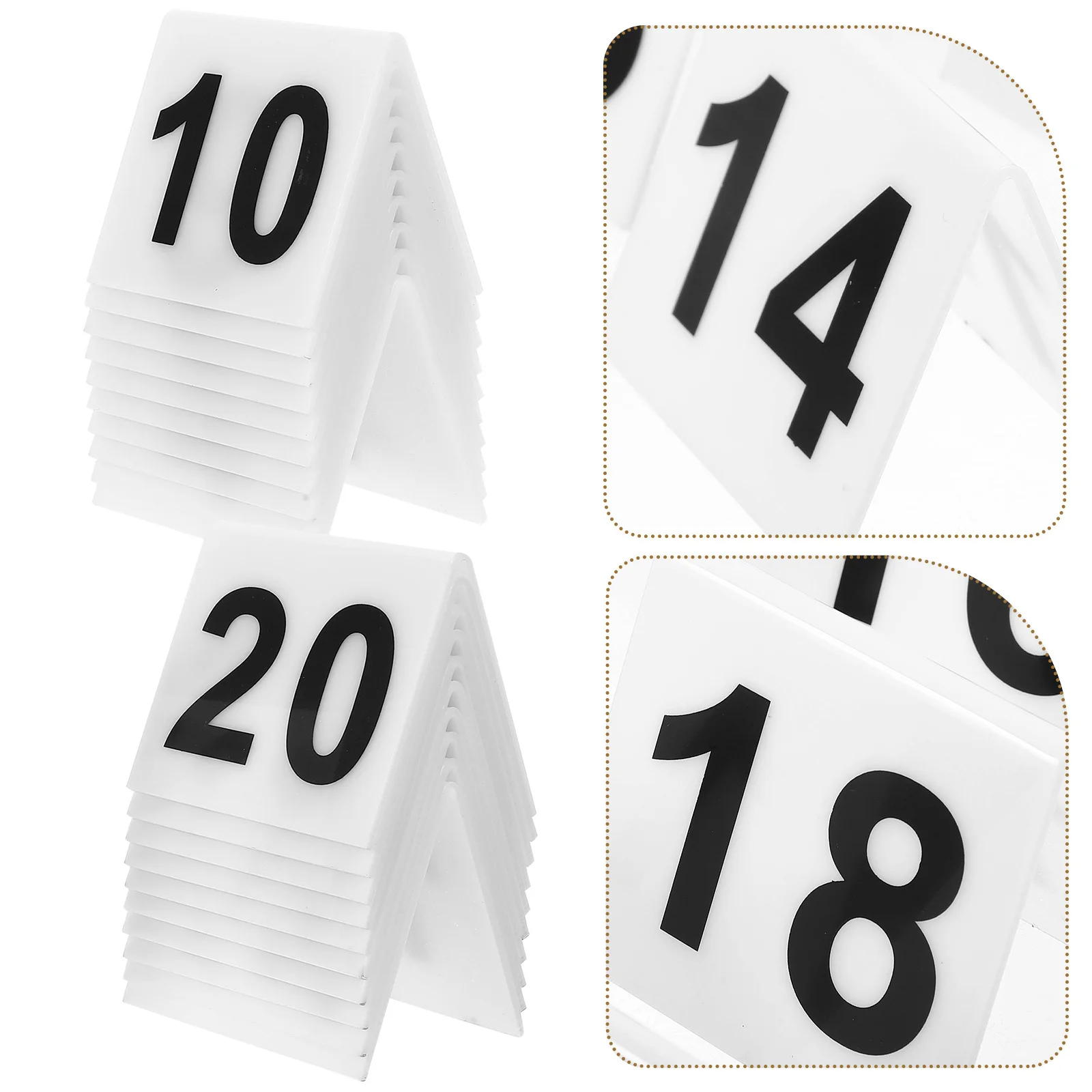 

20Pcs Table Numbers Acrylic Number Plates 1-20 V Shaped for Restaurant Cafe Bar Desktop Double Sided Marker Table Number Signs