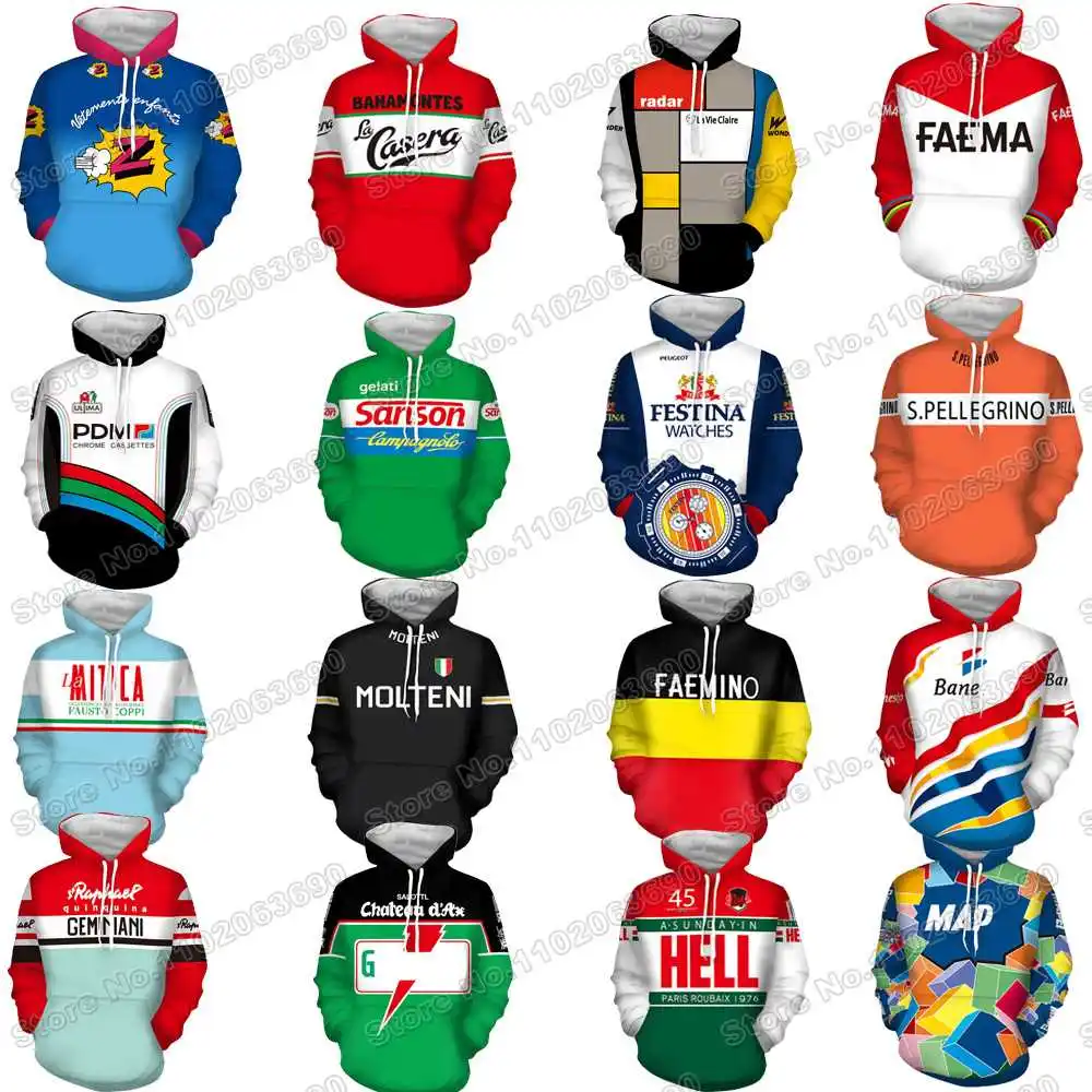 Retro Cycling Team Hoodie Vintage Autumn Sweatshirt Winter Hoodies Cycling Jersey Hoody Streetwear Casual Pullover Jackets Coats