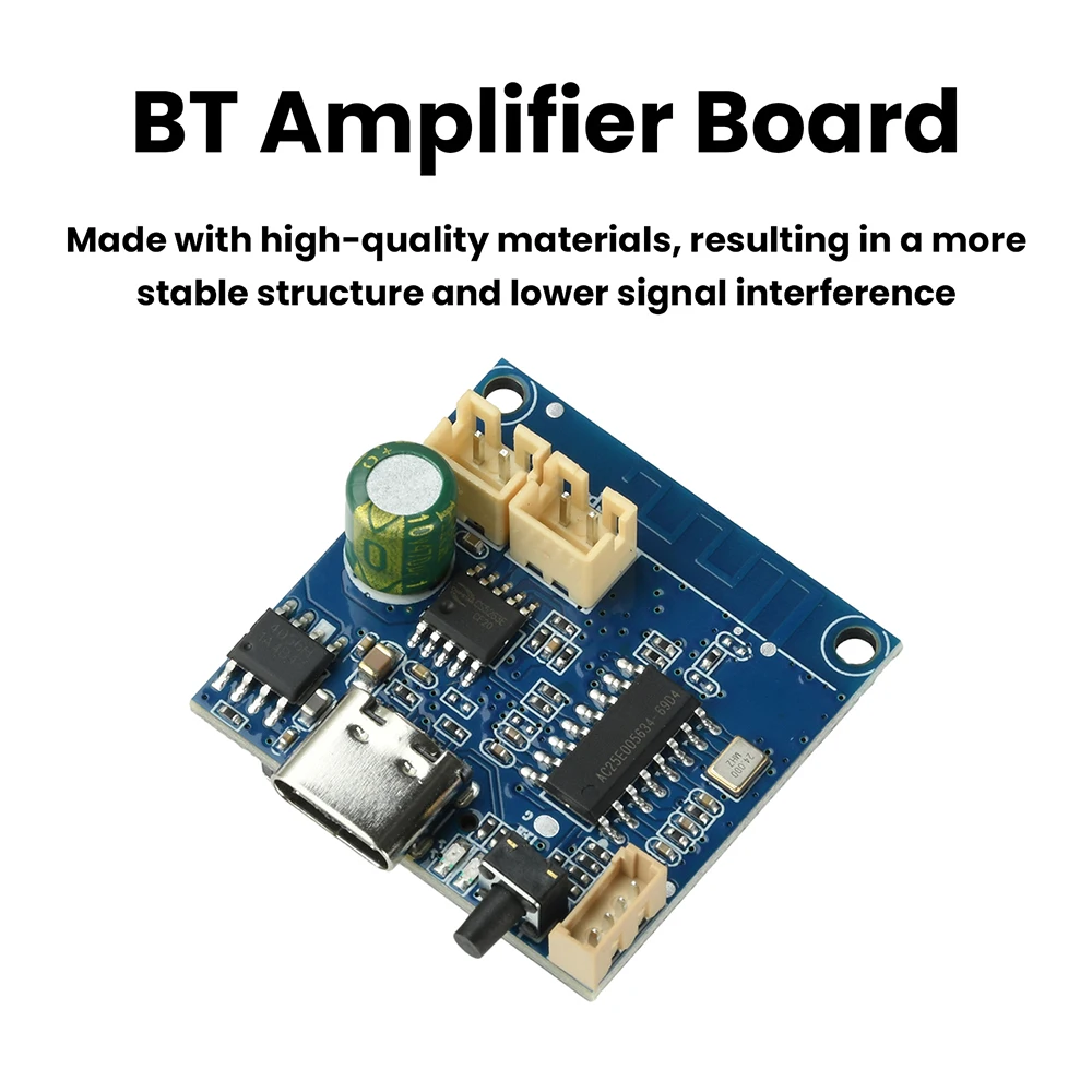 BT 5W Audio Amplifier Board DC 3.3V-4.2V TWS Pairing Type C Rechargeable TF Card HiFi Stereo Amp Module For Speaker DIY