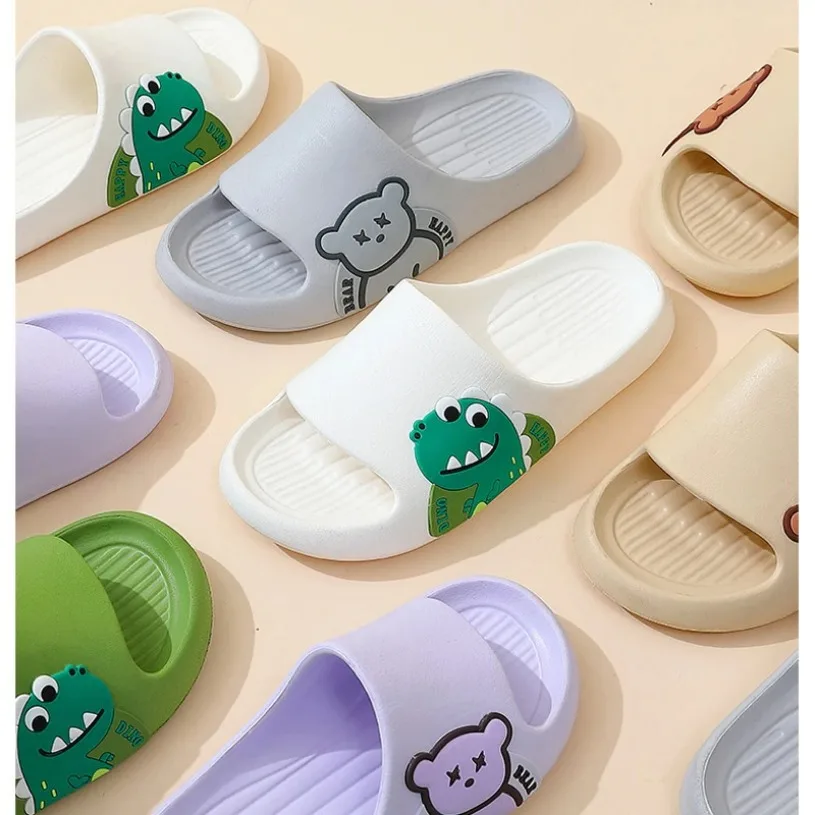 House Slippers Platform Cloud Women Children Bear dinosaur Cute cartoon Kawaii Summer Soft Sandal Flip Men Male Ladies Home Shoe