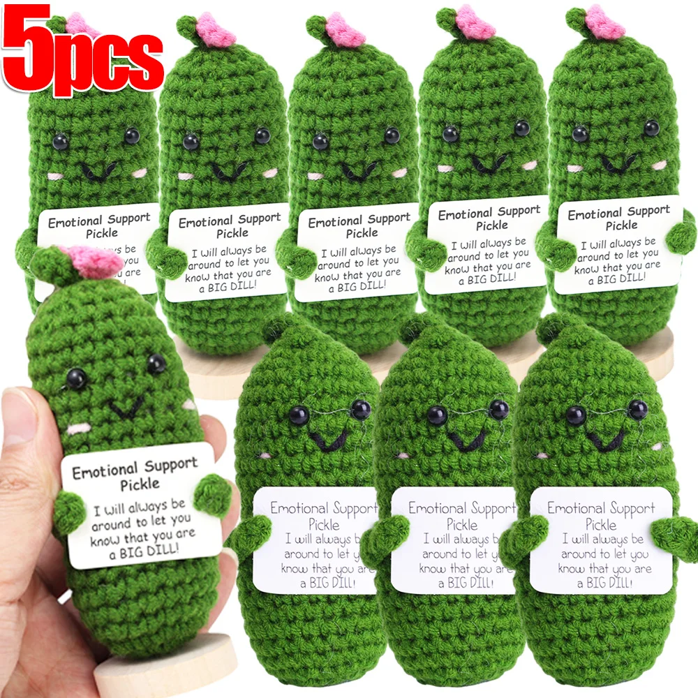 5/1Pcs Emotional Cucumber Handmade Knitting Dolls Positive Energy Support Pickled Cucumber Cute Mini Handwoven Crafts Card Gifts