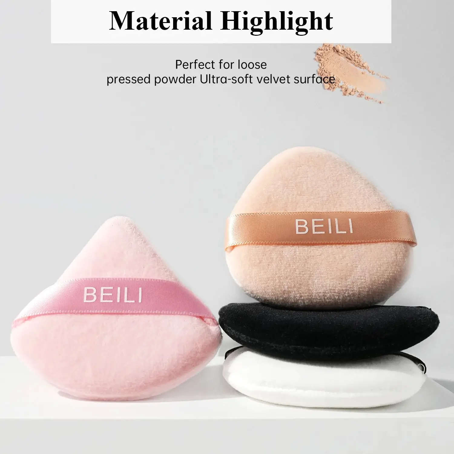 4piece Powder Puff Face Soft Triangle Makeup Puff Velour Makeup Sponge Stocking Stuffers for Loose Powder