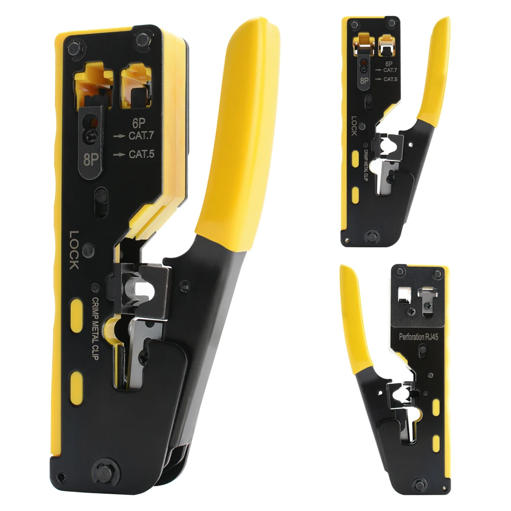 Multifunctional Network Pliers Crimping Tool CAT5 CAT6 CAT7 RJ45 Pass Through All In One Crimp Tool For Rj11 R12 RJ45