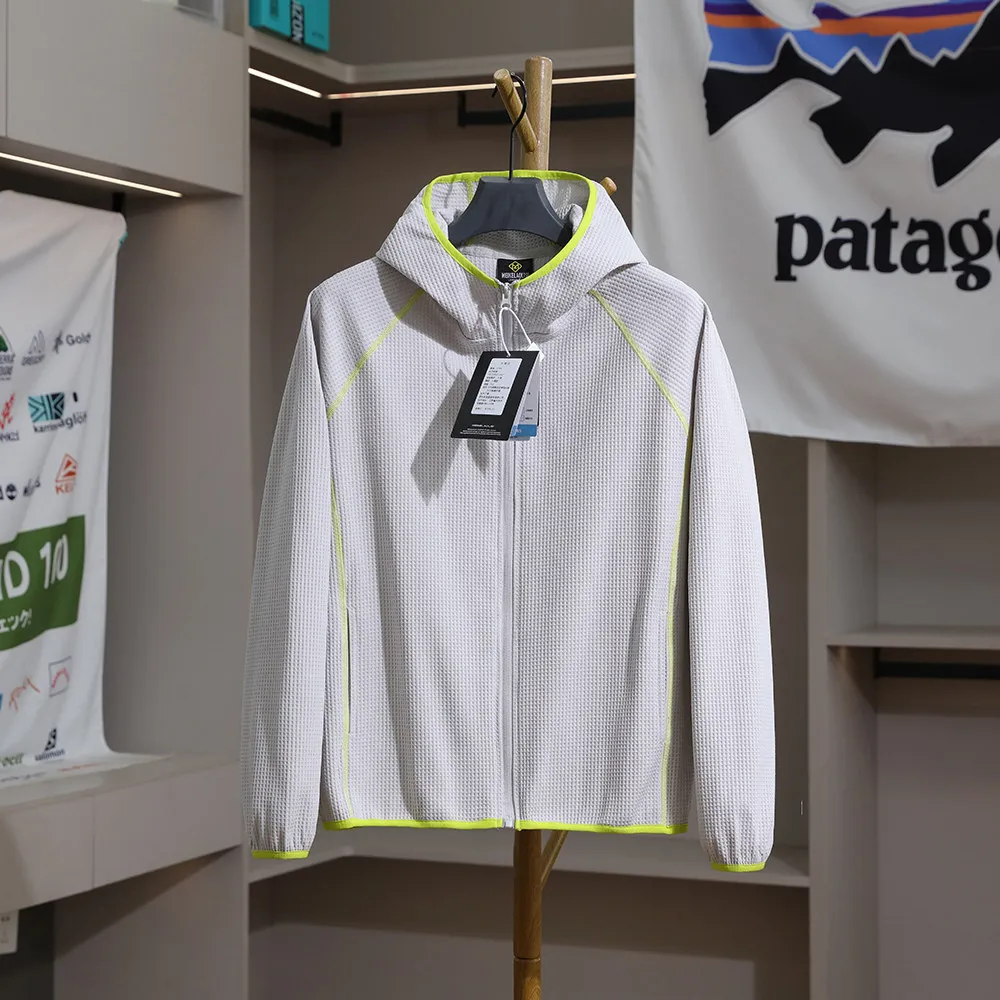 Unisex Outdoor Schnelltrocknende Waffel-Kapuzenjacke - Atmungsaktives & Schweißableitendes Reißverschluss-Oberteil für Frühlings- & Sommerwanderungen – Detail 5
