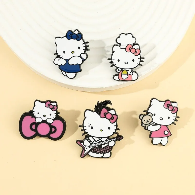 

Sanrio Hello Kitty Metal Pin Anime Figures Q Figural Anime Merchandise Cute Cartoon Clothing Decoration Children Christmas Gifts