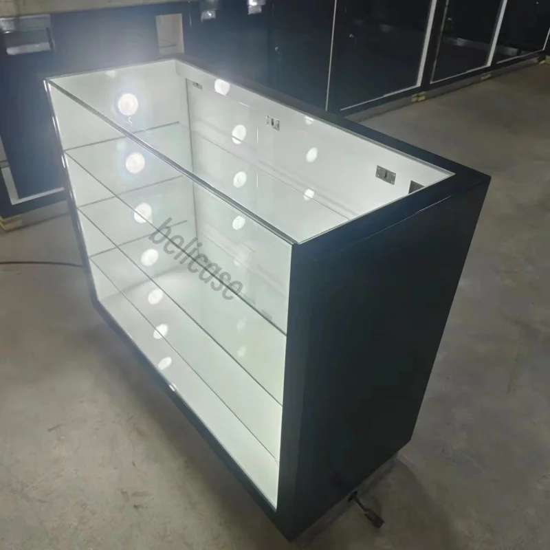 2025customized.Custom Shop Display Furniture Dispensary Showcase Counter Cabinet Glass Display Cases Smoke Shop Disp