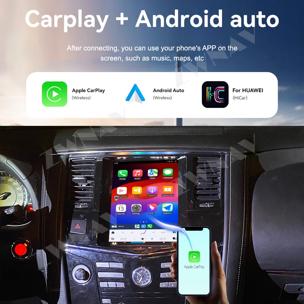 Android 14 GPS Navigation Carplay 10.4 inch Touch Screen For Nissan Patrol 2012-2017 WIFI 4G Head Unit Auto Stereo Radio