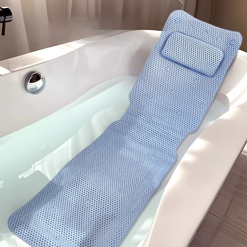 

New Extra Long Non-Slip Bathtub Mat With Suction Cup PVC hollow Massage With Cushion Bathroom Mat Safety Shower Bathtub Mats