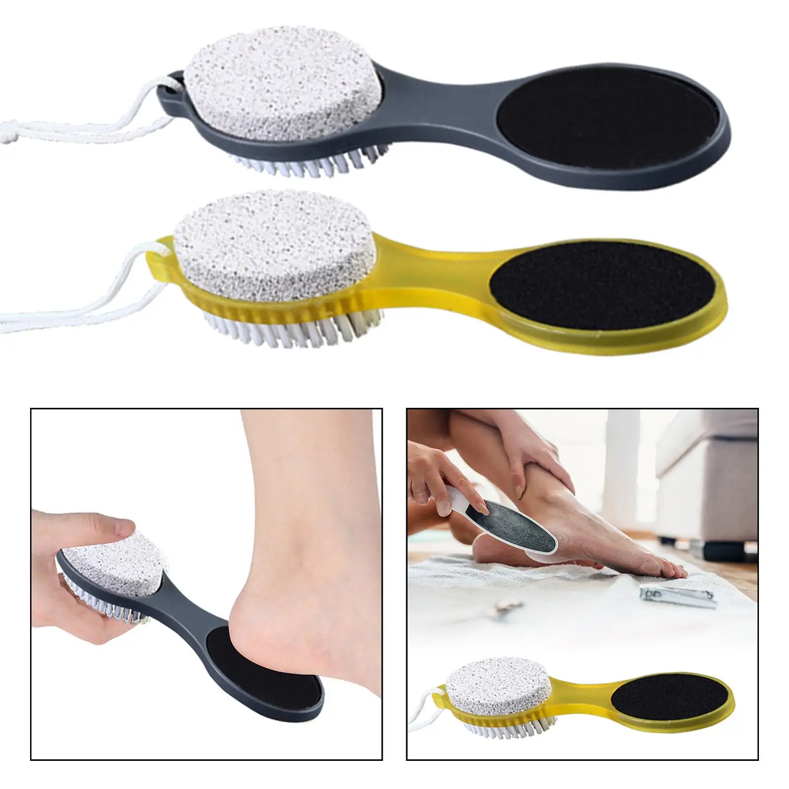 4 in 1 Feet Pedicure Tools Toe Nail Cleaning Brush Pumice Stone Multi Purpose Pedicure Kit for Foot Care Dry Feet Wet Men