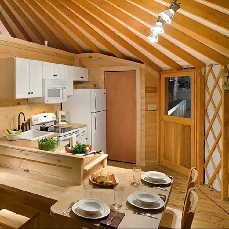 High Quality Mongolian Yurt for Sale Beautiful Solid Wood Structure with PVC Fabric