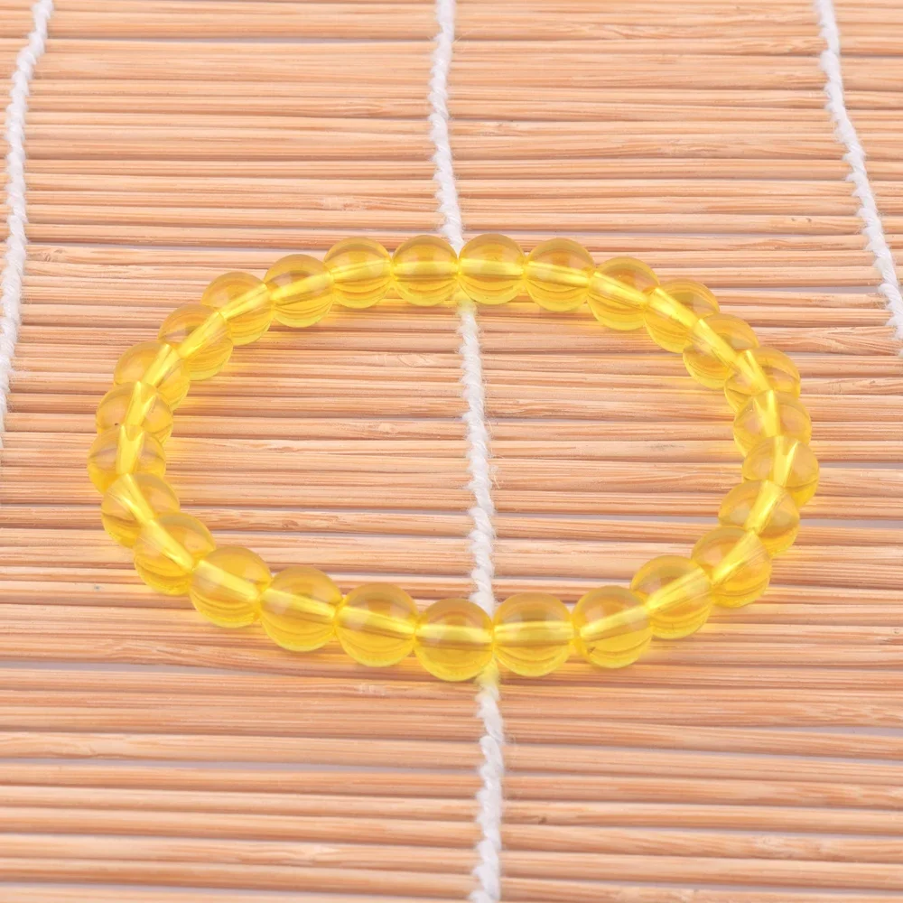 4mm 6mm 8mm Yellow Citrines Bracelet DIY Jewelry Elastic Adjustable Round Beads Glossy Men Women Fashion Jewelry