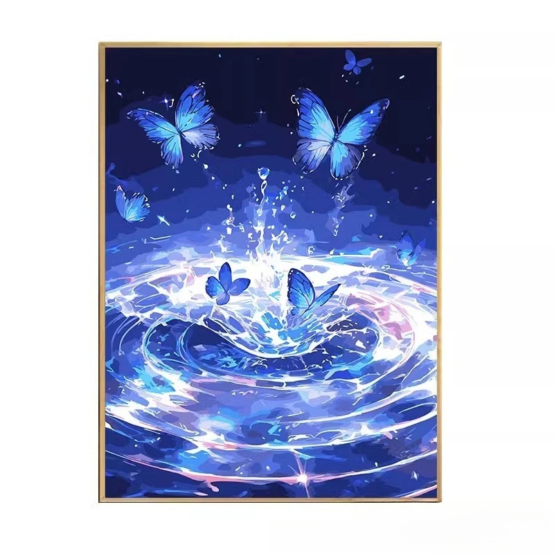 

Butterfly digital handmade oil painting painted landscape acrylic decoration hand-painted hanging painting
