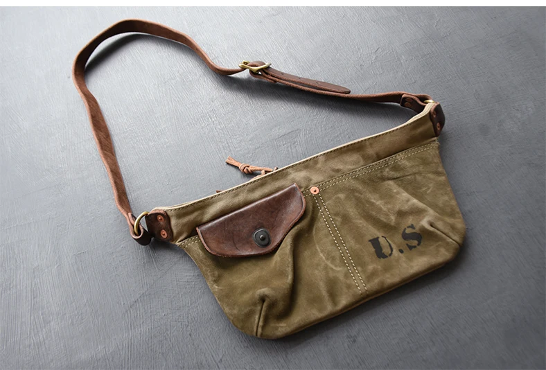 Vintage Canvas Leather Designer Shoulder Bag Men Crossbody Bag Vintage Small Outdoor Tactical Bag Messenger