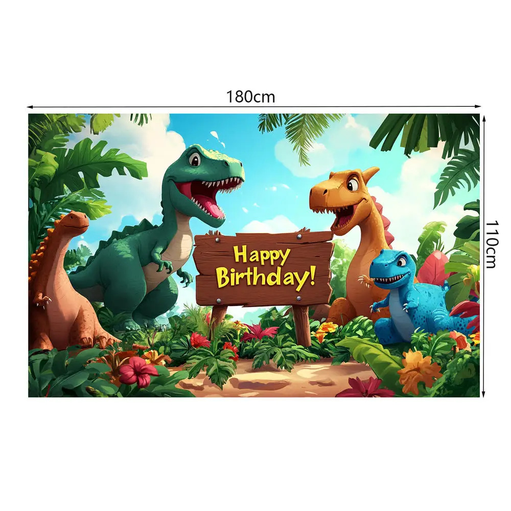 Dinosaurier Dschungel Geburtstag Party Hintergrund Polyester Photo Booth Hintergrund Kinder Geburtstag Party Banner Hintergrund Kinderzimmer Foto Prop – Detail 7