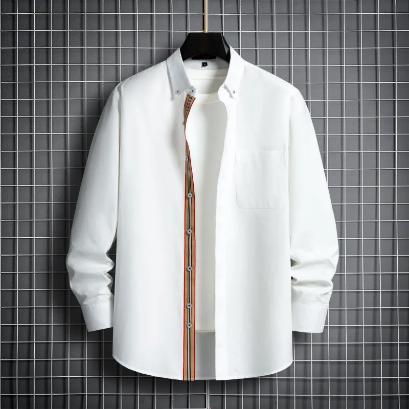 Plus Size Men's Long Sleeve Shirt Hot Sale 100% Cotton Washed Shirt Men's Top Men's Clothing