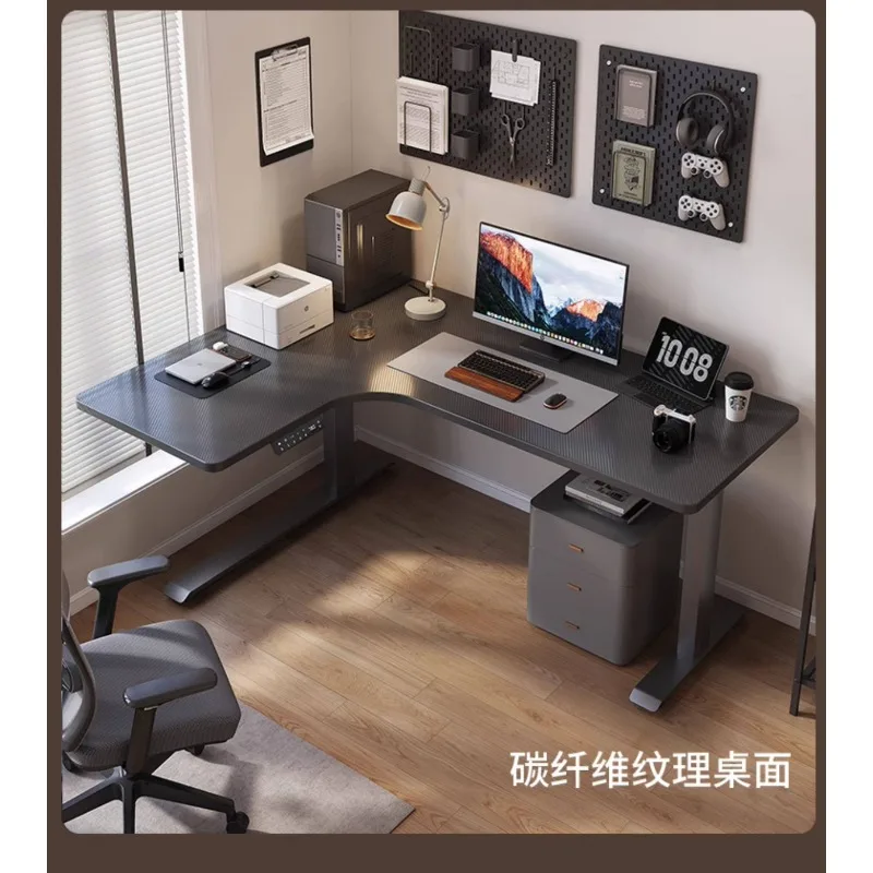 Corner electric lifting table Solid wood ecological board Home desk, study desk L-shaped corner lifting computer desk