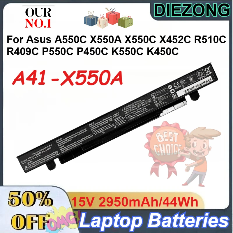 15V 2950mAh/44Wh A41-X550A Battery for Asus A550C X550A X550C X452C R510C R409C P550C P450C K550C K450C Laptop Batteries