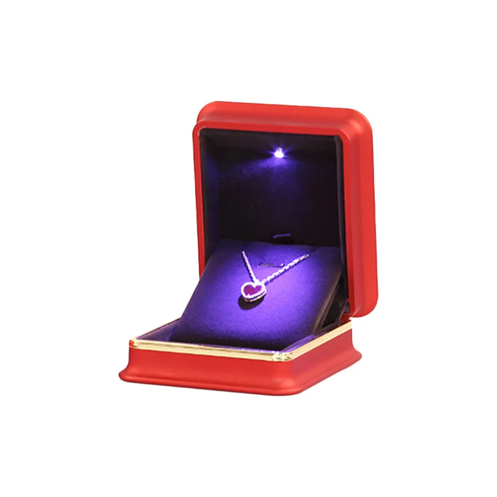 

Jewelry Box Red LED Storage Case Durable Organizer Display Perfect for Wedding Birthday Christmas Gift Jewelry Storage Case