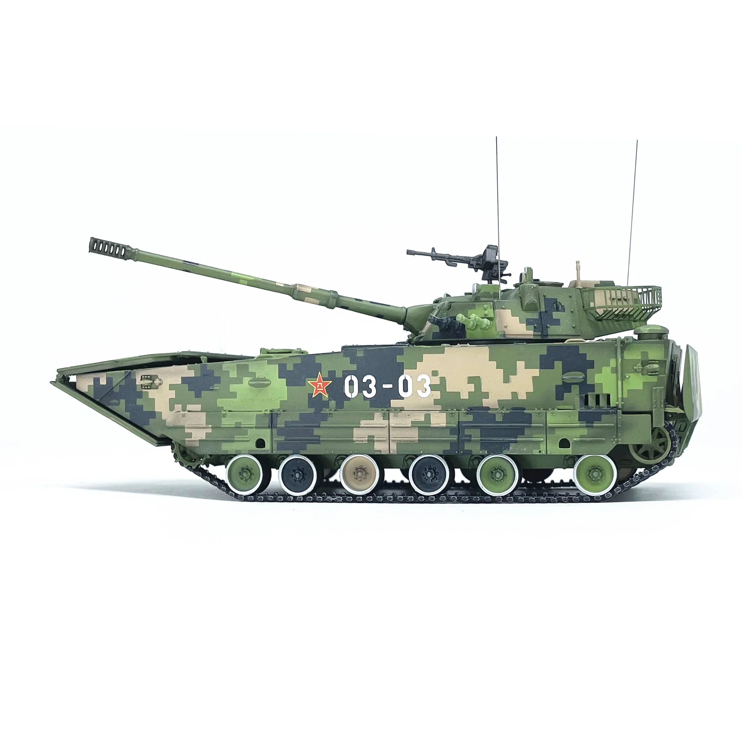 1: 72 UNS China ZLT-05 amphibious armored vehicle (60TH camouflage) (body number random) static finished model