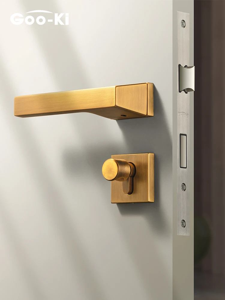 

Goo-Ki Modern Mute Bedroom Door Lock Handle Interior Door Lock Anti-theft Bathroom Gate Lock with Cylinder Furniture Hardware