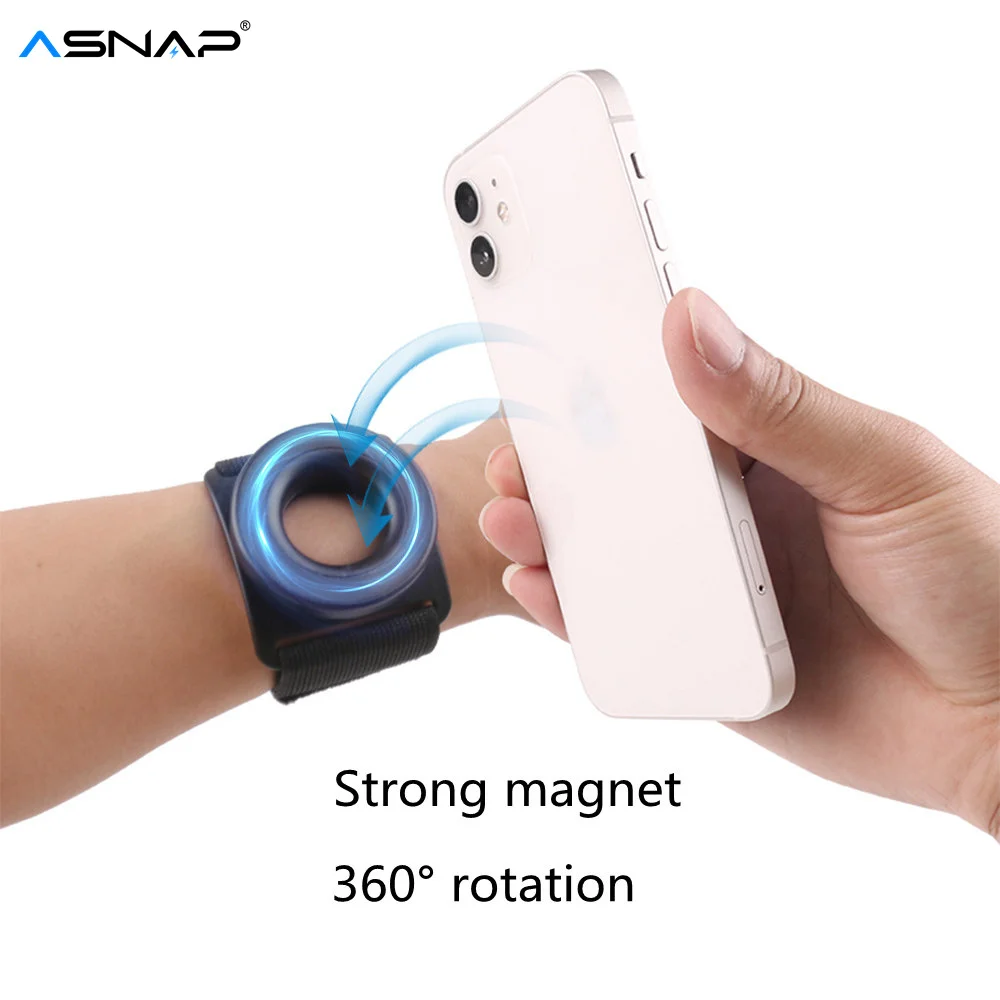 

ASNAP Wristband Phone Holder 360 Rotation Strong Magnet Armband Holder Compatible with iPhone Samsung Huawei Xiaomi for Runnig