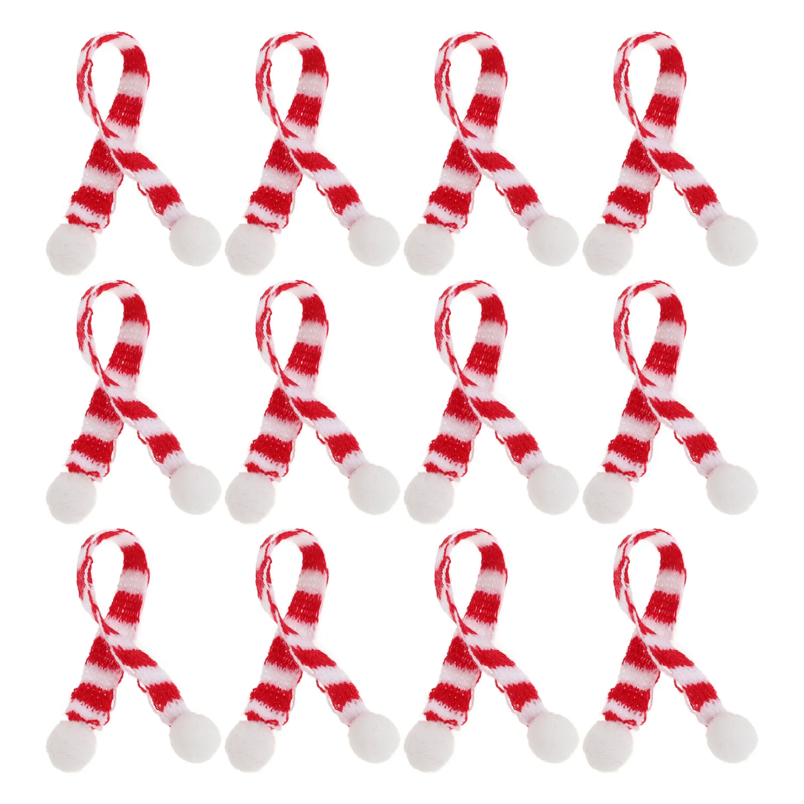 

12Pcs Mini Christmas Scarf Red White Stripes Red Wine Bottle Cover Xmas Party Ornament Home Decoration Wine Bottle Scarf