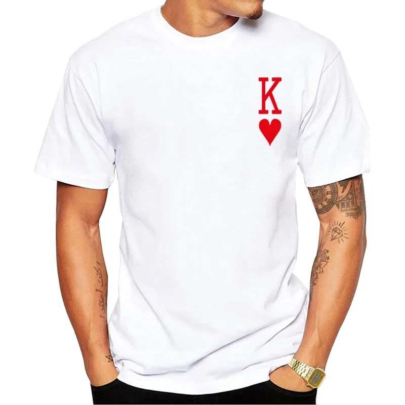 

2024 HOT Hipster King Of Hearts Men T-Shirt Fashion Tshirts Red Heart King Printed Tops Short Sleeve T Shirts Essential Tee