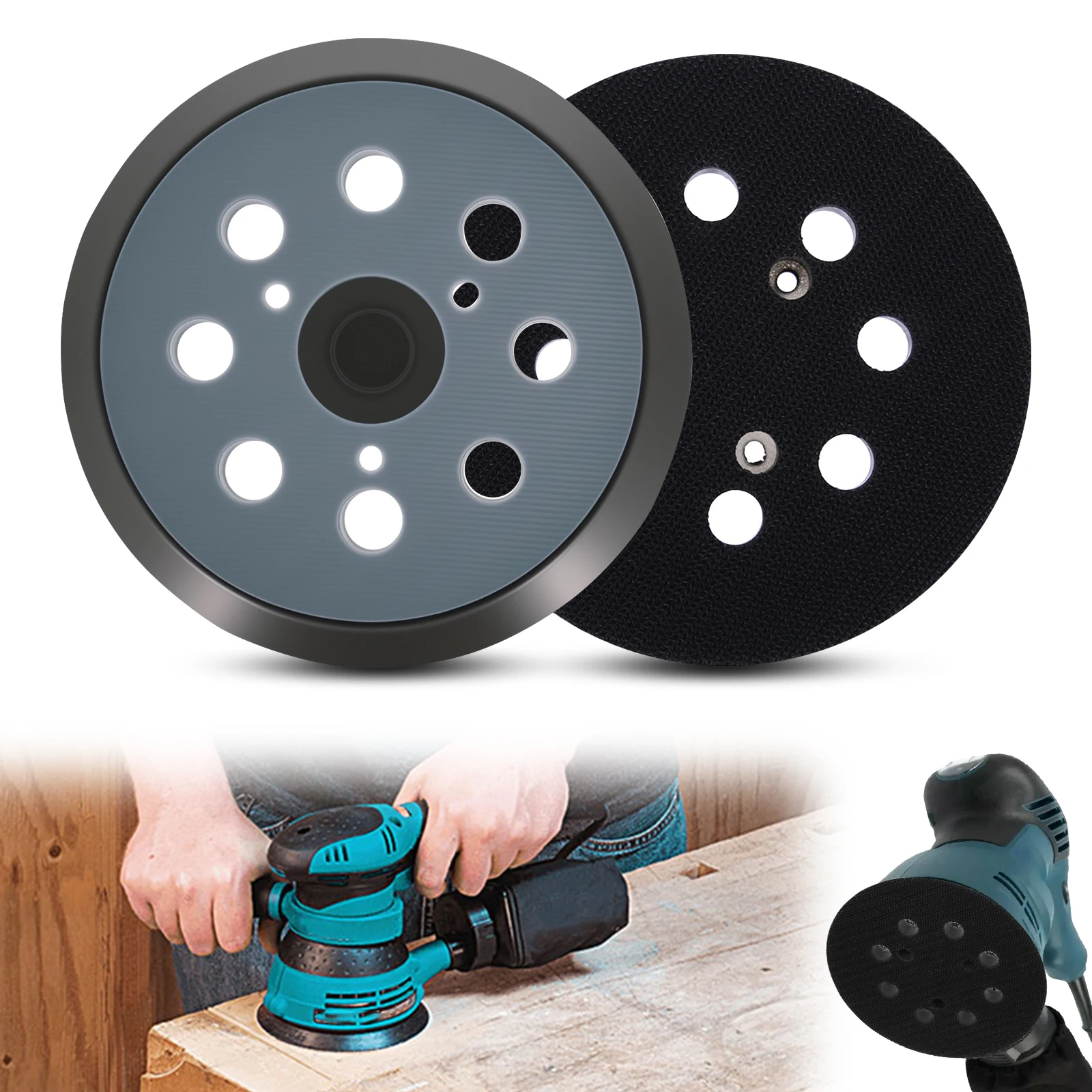 

125mm 5 Inch Sander Pad 8-Holes 3 Nails Sanding Disc Pad Loop Sanding Backing Pads for Electric Orbital Sander Polishing 2/5Pcs