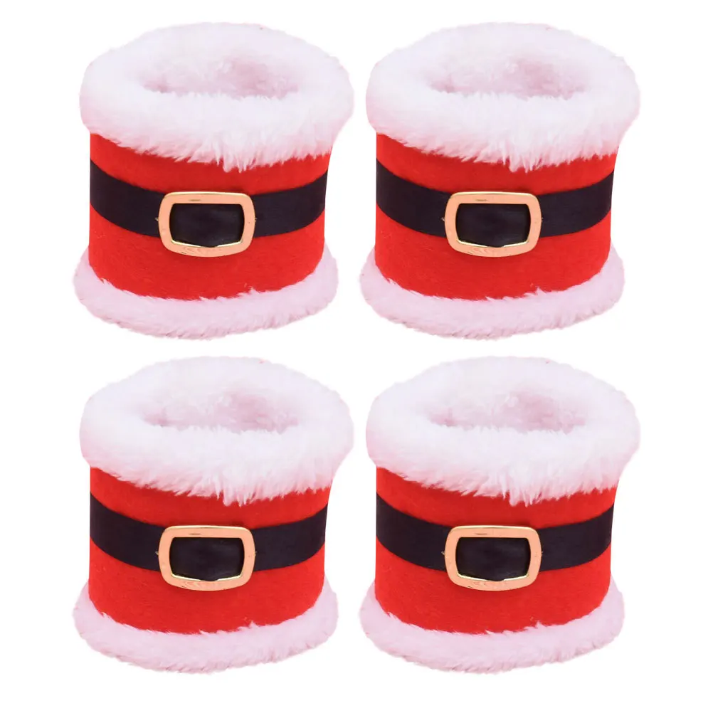 

4pcs Napkin Rings Christmas Napkin Holders For Party Tableware Ring Holiday Gift Fabric Towel Circles Dinning Table Decor Home