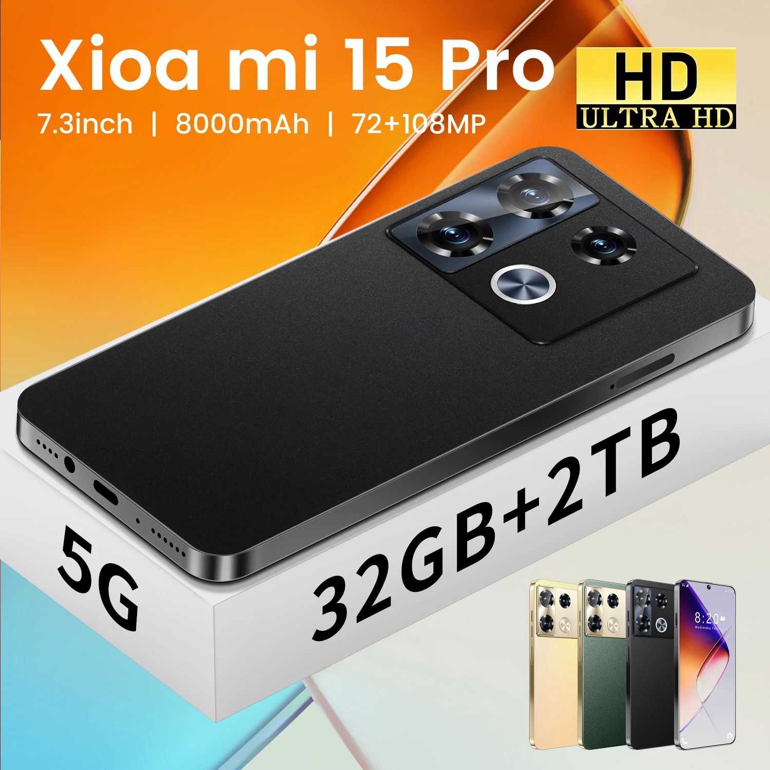 Original Mobile Phones Deals Xioa mi 15 Pro Smartphone 7.3 inch Full Screen 4G 5G Cell Phone 8000mAh Brand New Phones Global