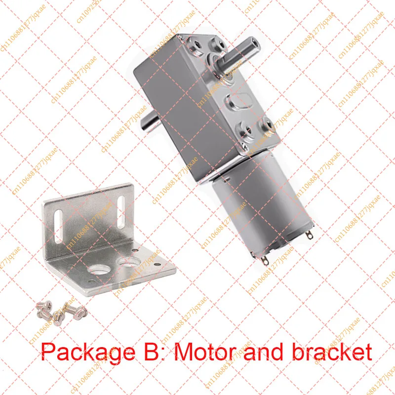 JGY370 Dual Shaft DC Motor 6V/12V/24V Metal Gear Worm Reduction Motor with Bracket, Controller & Power Supply