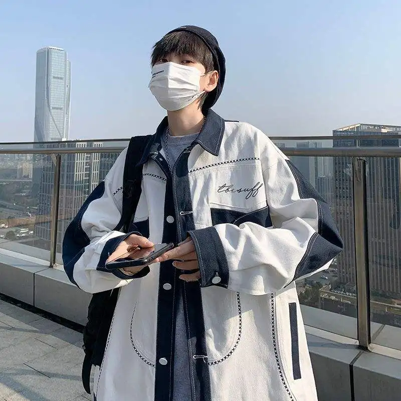 

Мужская тонкая джинсовая куртка в стиле американского хай-стрит, весна-лето, модная рабочая одежда в гонконгском стиле, свободный крой