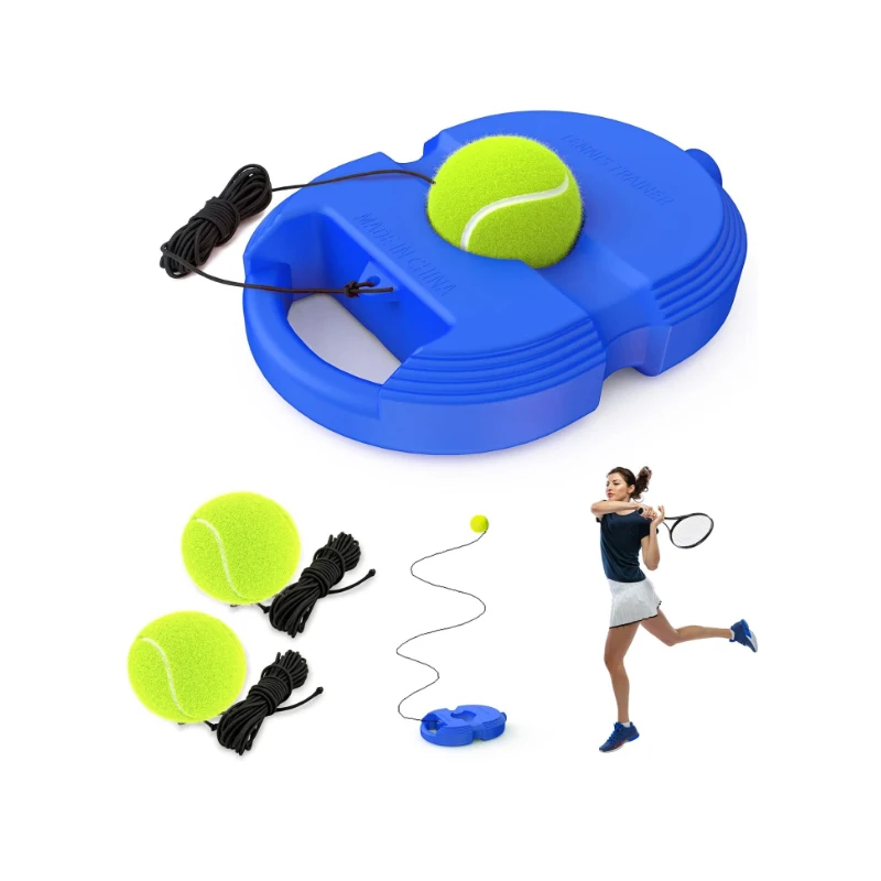 

Heavy Duty Tennis Training Aids Base With Elastic Rope Ball Practice Self-Duty Rebound Tennis Trainer Partner Sparring Device