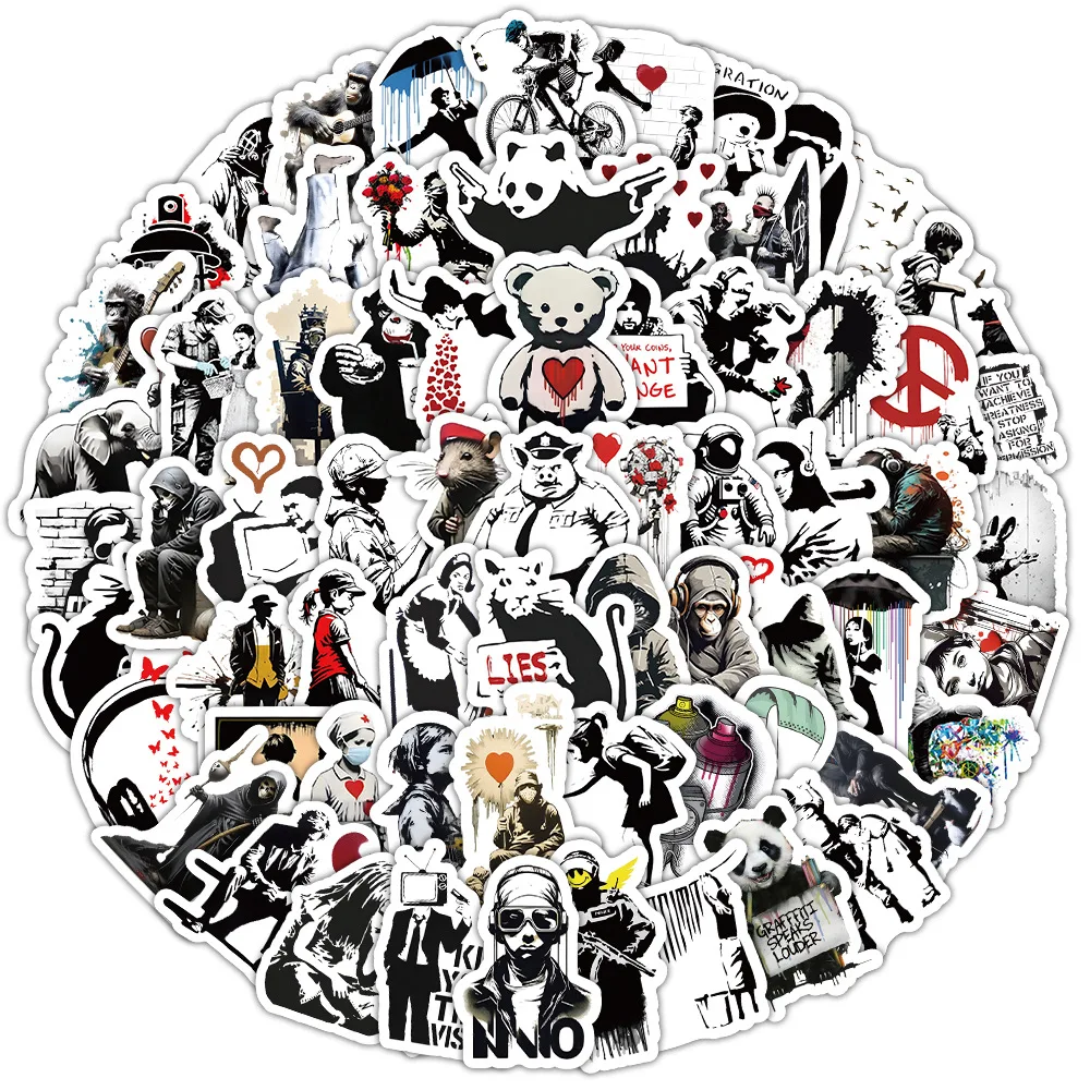 50/103PCS Banksy Cartoon Stickers Graffiti ART Sticker Waterproof Decoration DIY Luggage Laptop Phone Car Bike Skateboard Toy