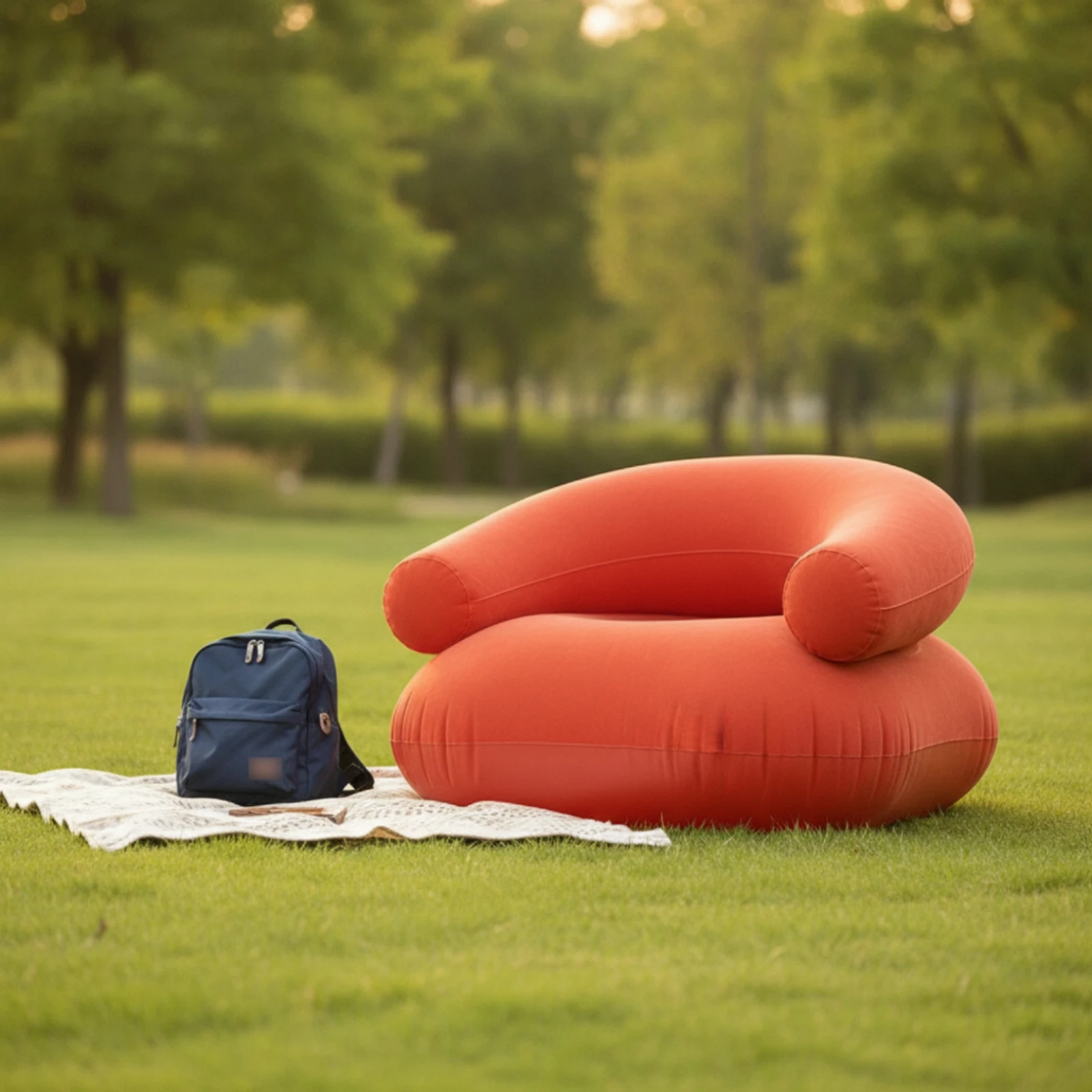 Outdoor Furniture Balcony - Inflatable Sofa Flocked Air Sofa Lounge
