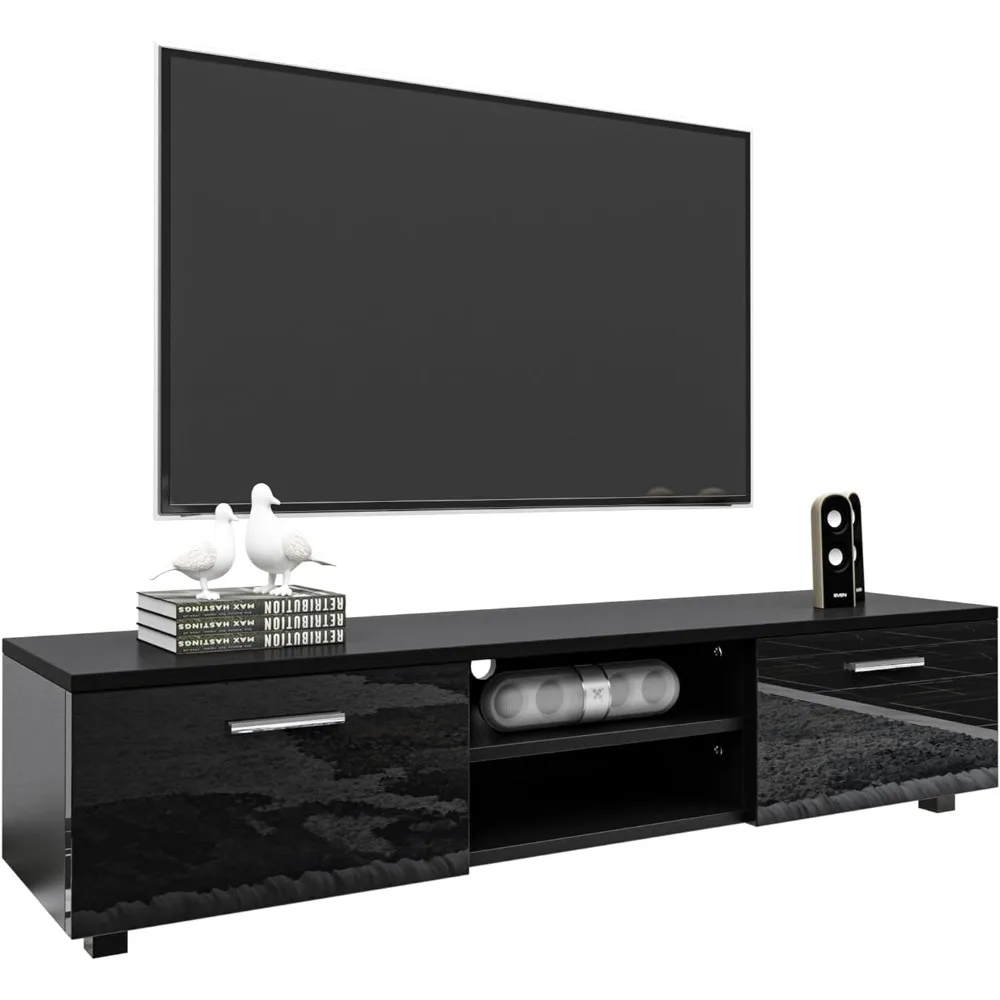 

WERSMT Wood TV Stand, Modern 55 60 65 70 inch TV Stand, Entertainment Center with Storage, High Gloss TV Cabinet for Living