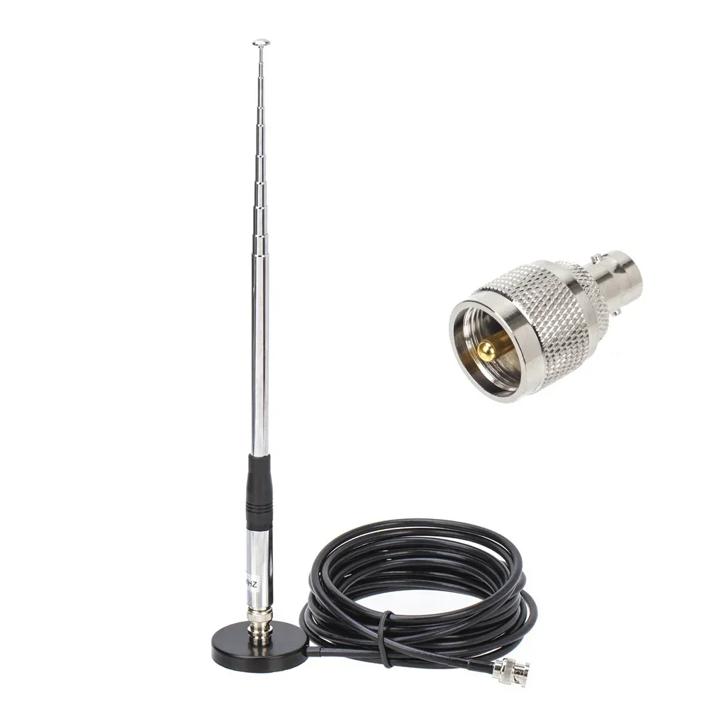 

27MHz BNC and PL259 Connector 9-51Inch Telescopic/Rod Antenna with 5M Coaxial Cable Magnetische Dak Mount Base and For CB Radio