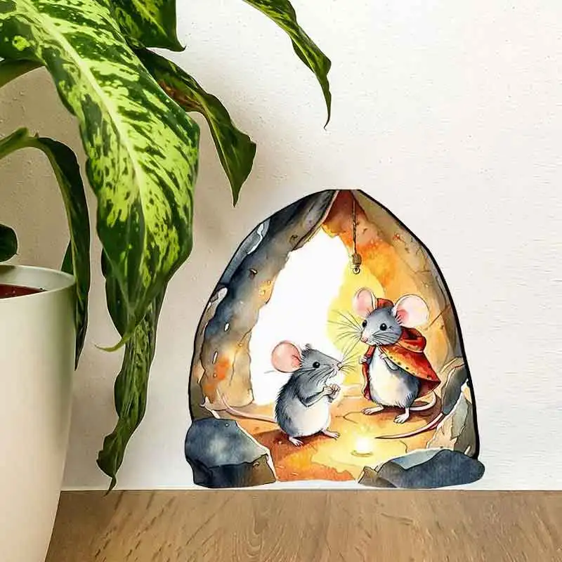 M421 Cartoon Maus Loch Wand Aufkleber Kinder Schlafzimmer Baseboard Hause Dekoration Lustige Wand Aufkleber Diy Ratte Tier Wand Kunst – Detail 2