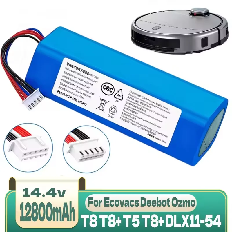 100% NEW For ECOVACS Battery S10-LI-144-5200 12800mAh Robotic Vacuum Cleaner Replacement for X1 T5 T8 T8AIVI MAX T9 12800mAh