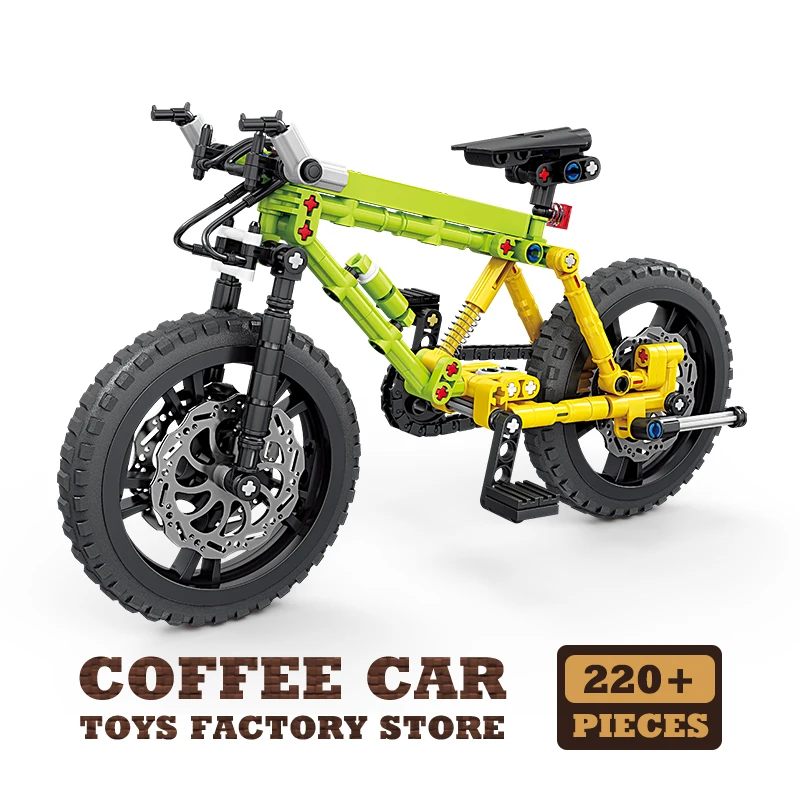 Mechanische Beweging Fiets Bouwstenen Set Mountainbike MOC Bricks Model STEM Speelgoed voor Kinderen & Volwassenen DIY Decor Verjaardagscadeau