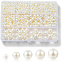 1200Pcs Resin Pearl Beads Kit 5 Sizes Round Small Pearl Filler Beads with Hole for DIY Craft Necklaces Earrings Bracelets Making