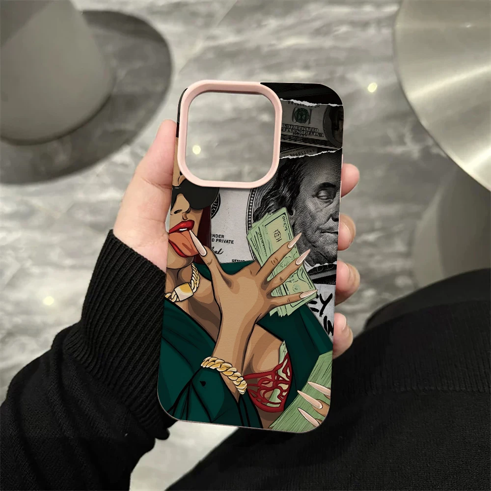 Schöne Frau Dollars Handyhülle für iPhone 17 16 15 14 13 12 11 Pro Max 16 15 14 Plus 17 16 15 Pro 17Air Silikon Matte Hülle – Detail 7