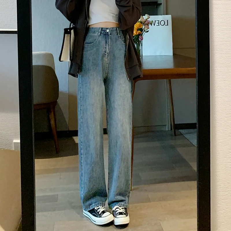 Blue Jeans Women American Wide Leg Pants Loose Fashion Hip Hop Street Temperament Vintage Female 2023 NEW Summer Trousers