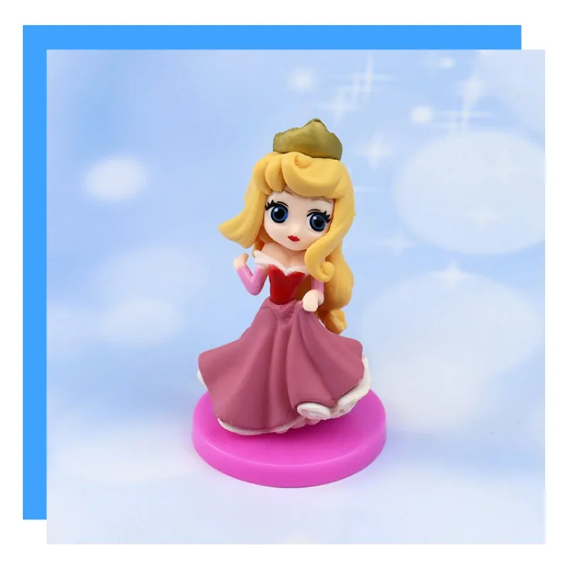 6 دمية لطيفة من سلسلة أميرات ديزني، لعبة كعكة عيد ميلاد للفتيات، زينة هدية صغيرة