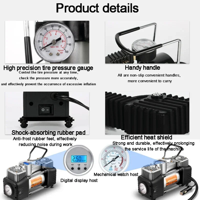 12V/220V Air Compressor Car Air Pump Portable Tyre Inflator Electric Motorcycle Pump Air Compressor Small Vehicle Air Compressor