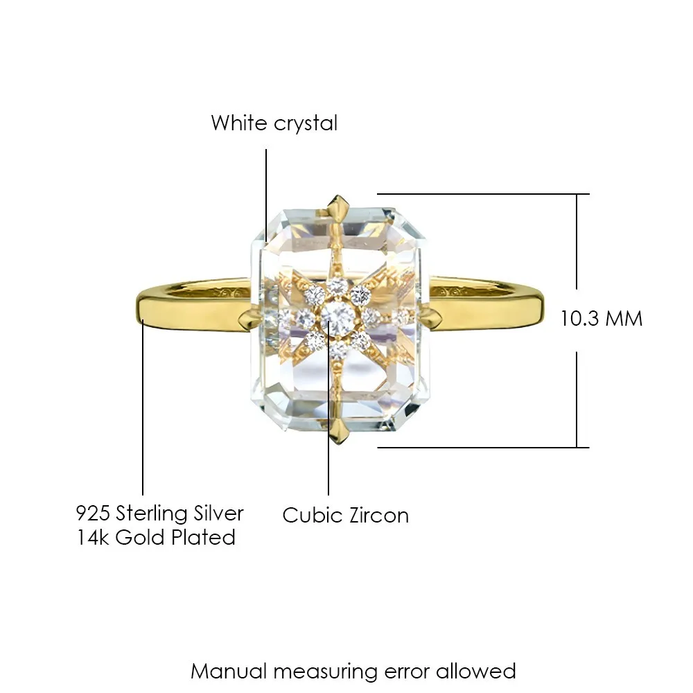 MOBUY الطبيعية لامعة الأبيض كريستال الهندسة الدائري للنساء بسيطة رائعة رومانسية ستار 925 الفضة الذهب فيرميل غرامة مجوهرات #6