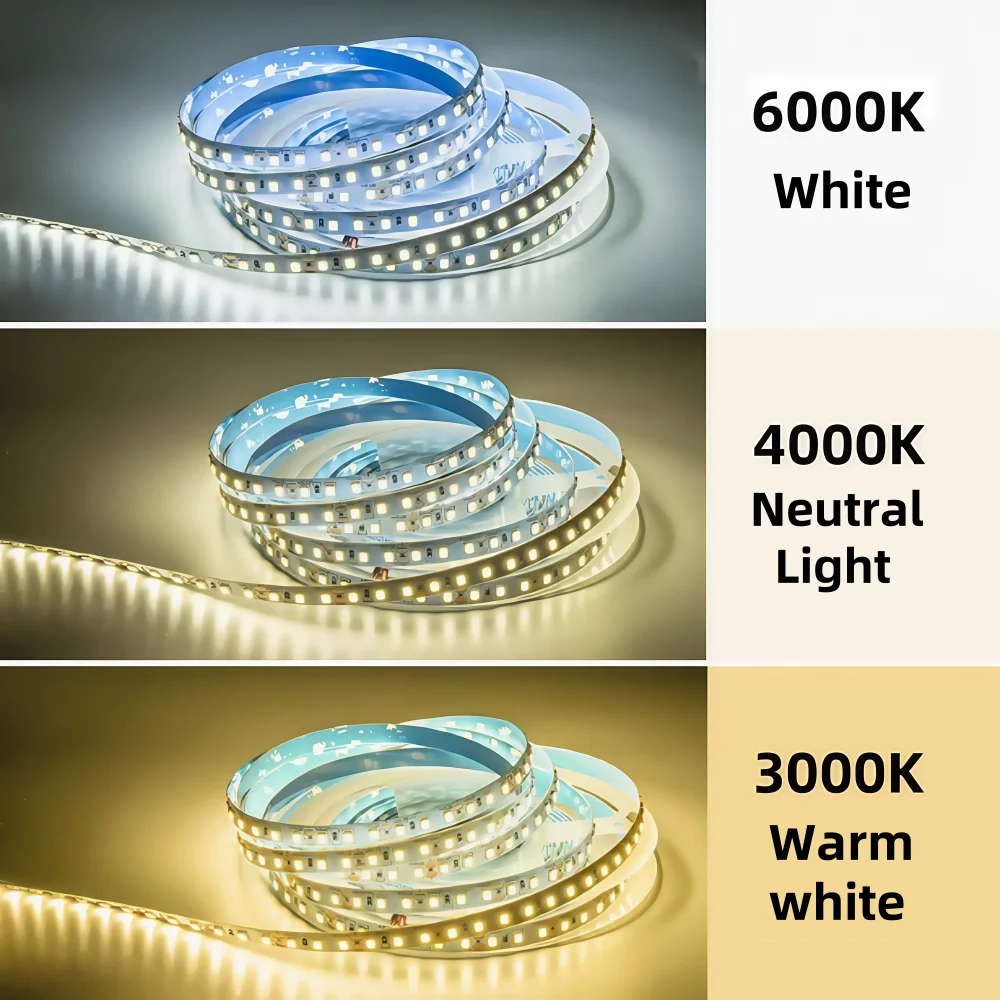 LED Strip Light 12V DC SMD 2835 120LEDs/M 5M High Brightness Home Lamp Strip 8mm PCB Cuttable LED Light Tape
