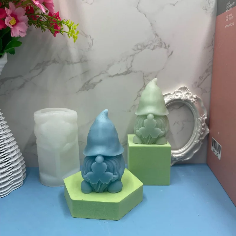 Dwarf Candle Silicone Mold Four-Leaf Clover Faceless Silicone Mold for the Elderly DIY Gypsum Fragrant Stone Mold